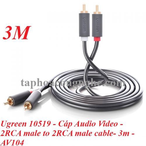 Ugreen 10519 3M màu Đen Cáp âm thanh Bông sen 2 ra 2 dương AV104 30010519